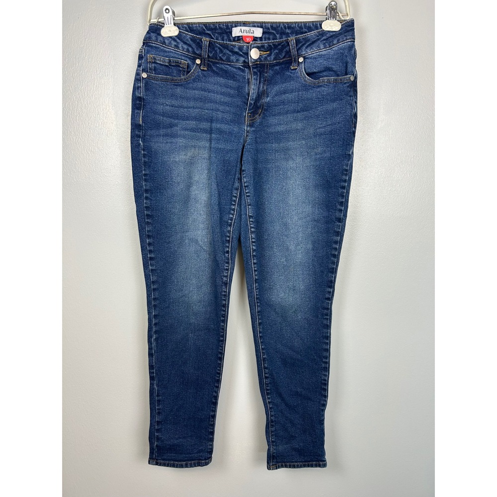 Arula Jeans Size 10 Dark Wash Skinny Mid Rise Stretch‎ Cotton Spandex Comfort